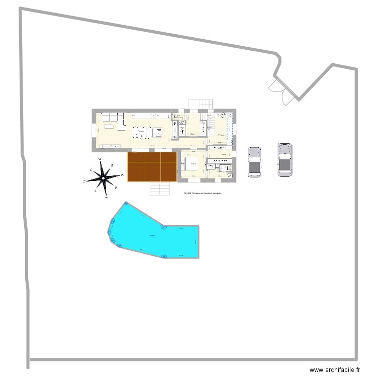 IMPLANTATION TEST. Plan de 13 pièces et 211 m2