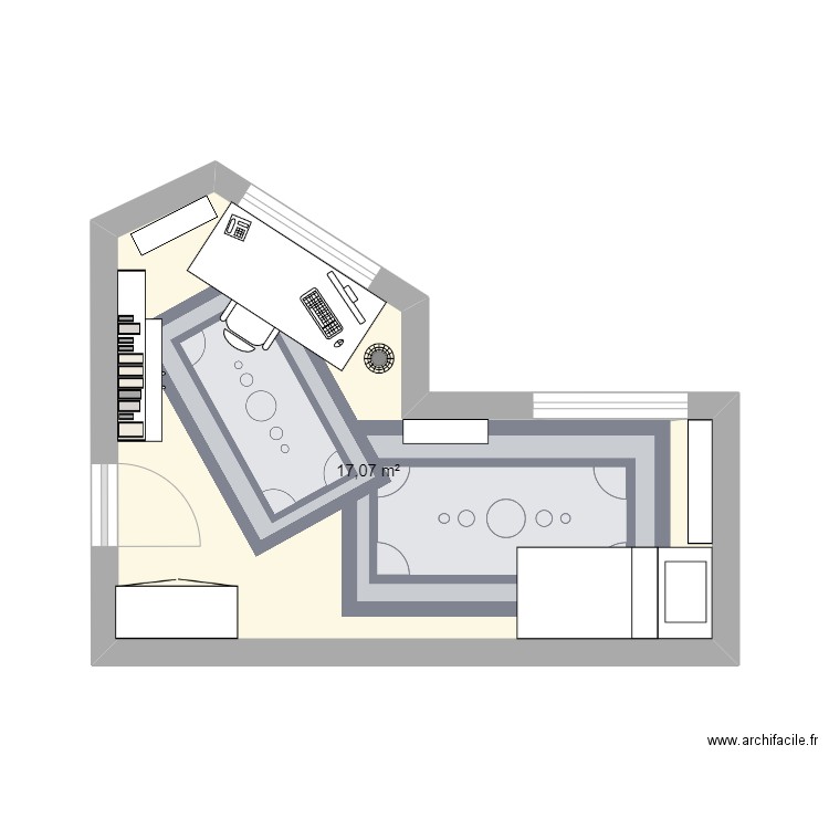 Chara-Francisco. Plan de 1 pièce et 17 m2