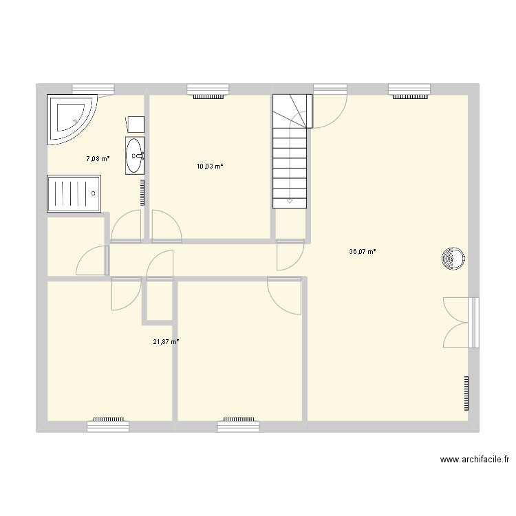 rdc maison. Plan de 4 pièces et 75 m2