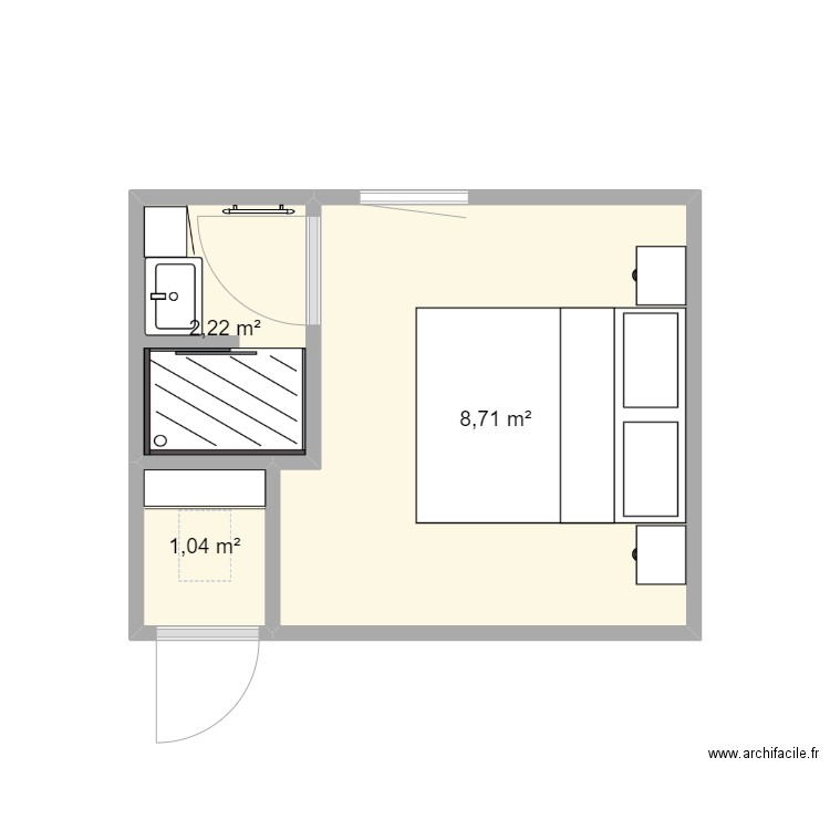 plan suite parentale. Plan de 3 pièces et 12 m2