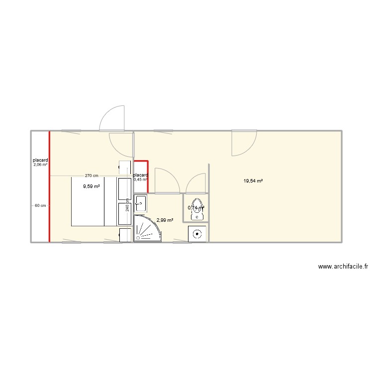 breuil 2. Plan de 6 pièces et 35 m2