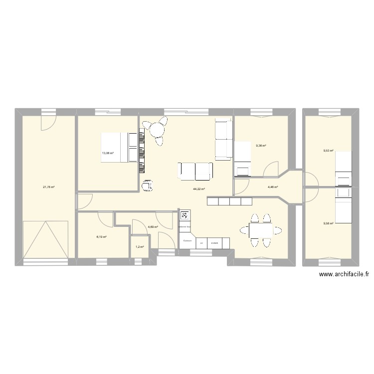 maison3. Plan de 10 pièces et 124 m2