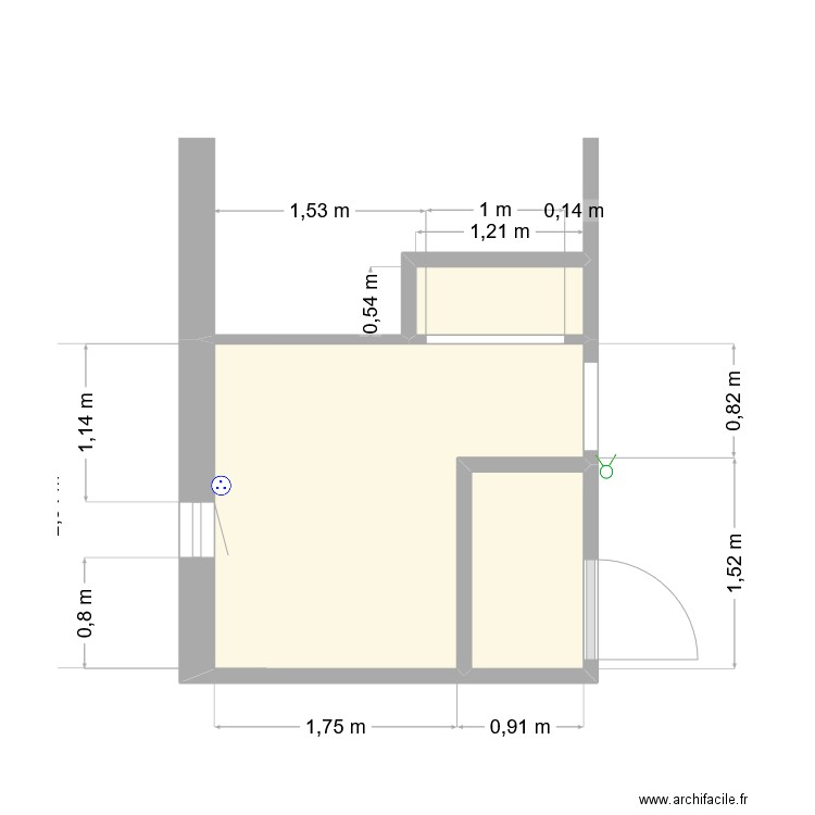 Salle de Bains_amenager. Plan de 3 pièces et 7 m2