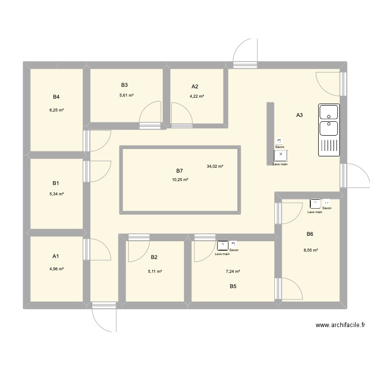 MANU PLAN 01. Plan de 10 pièces et 103 m2