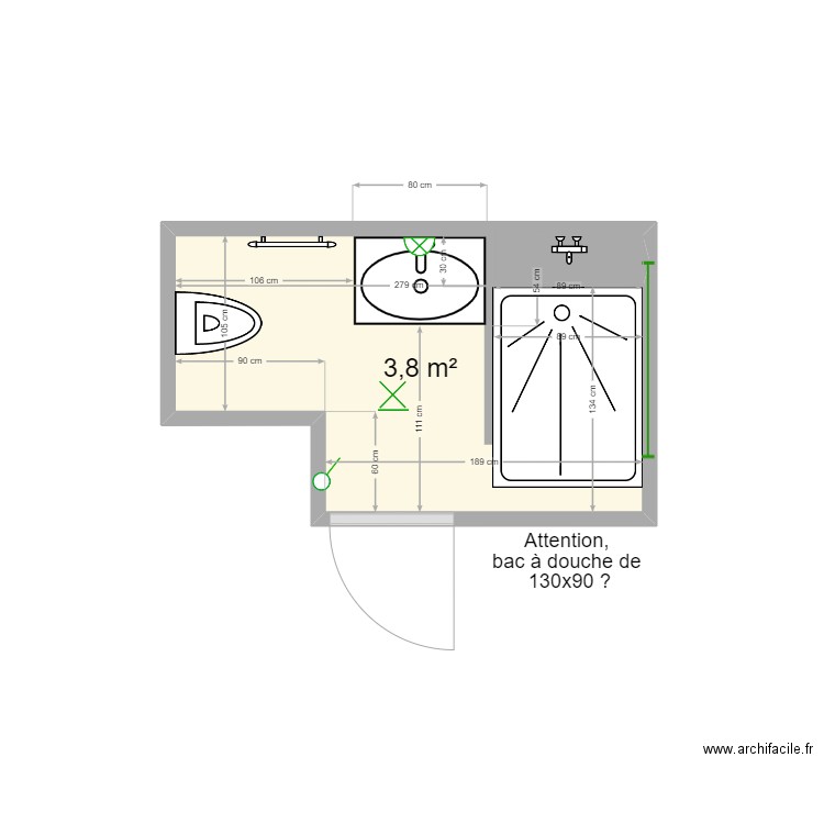 CT-PLAN Pagnol - SDB Haut. Plan de 1 pièce et 4 m2