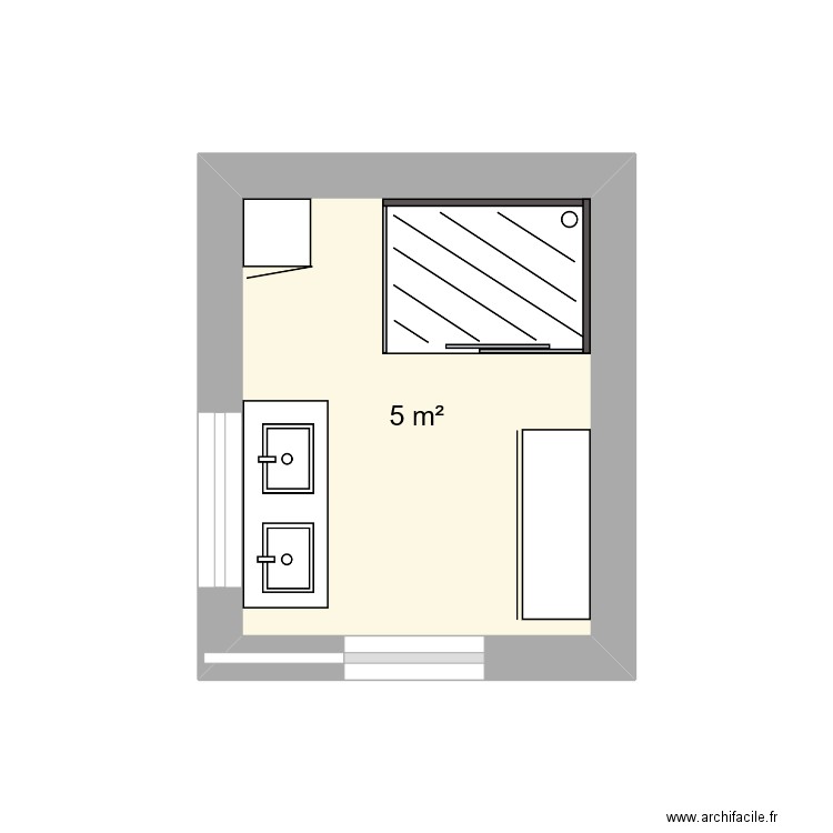 sdbyo. Plan de 1 pièce et 5 m2