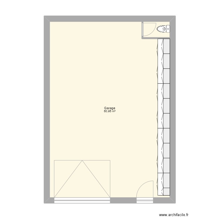 Garage Luis. Plan de 1 pièce et 61 m2