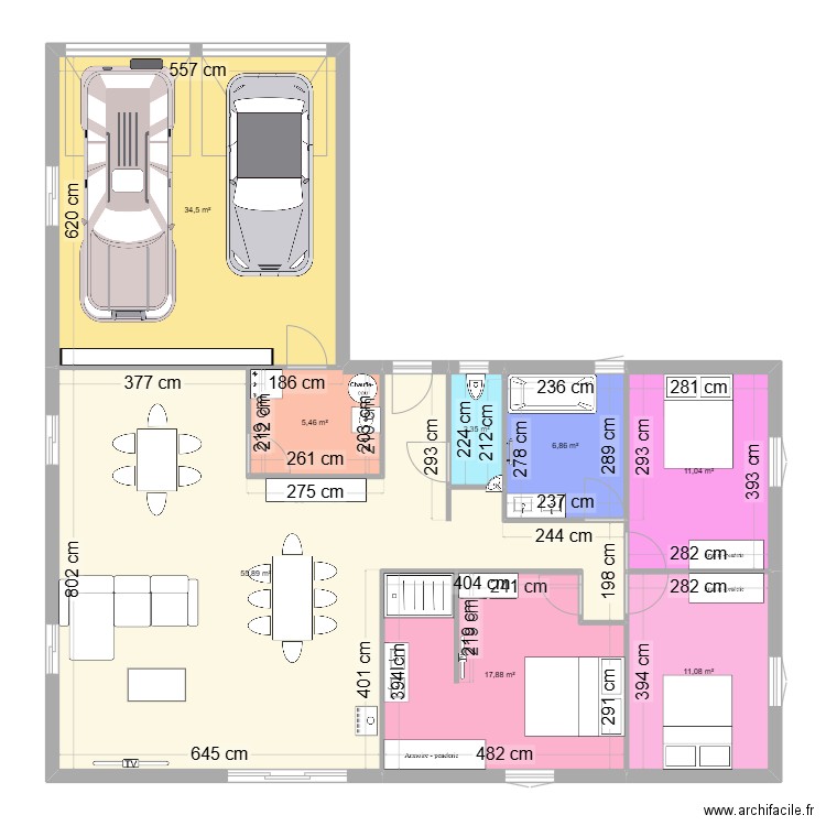 maison 1.0. Plan de 8 pièces et 145 m2