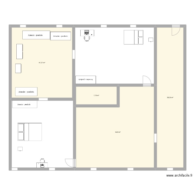 haut maison. Plan de 4 pièces et 138 m2