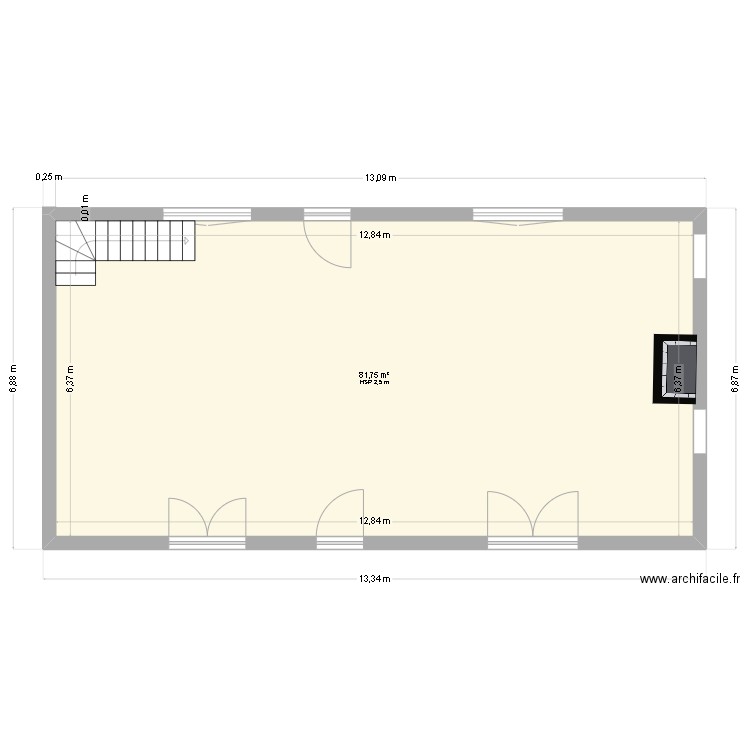 plan salle a manger seigneurie . Plan de 1 pièce et 82 m2