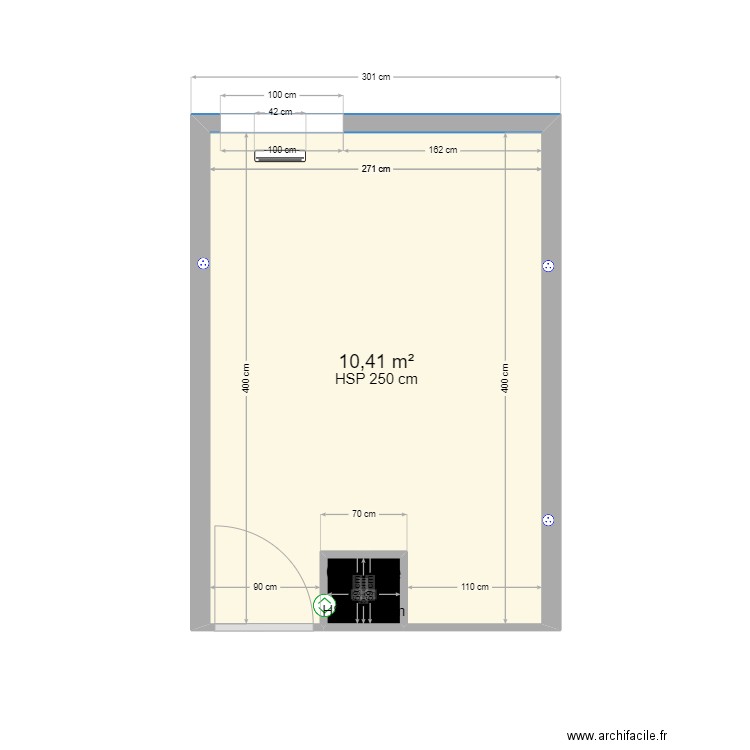 chambre Shereen. Plan de 2 pièces et 11 m2