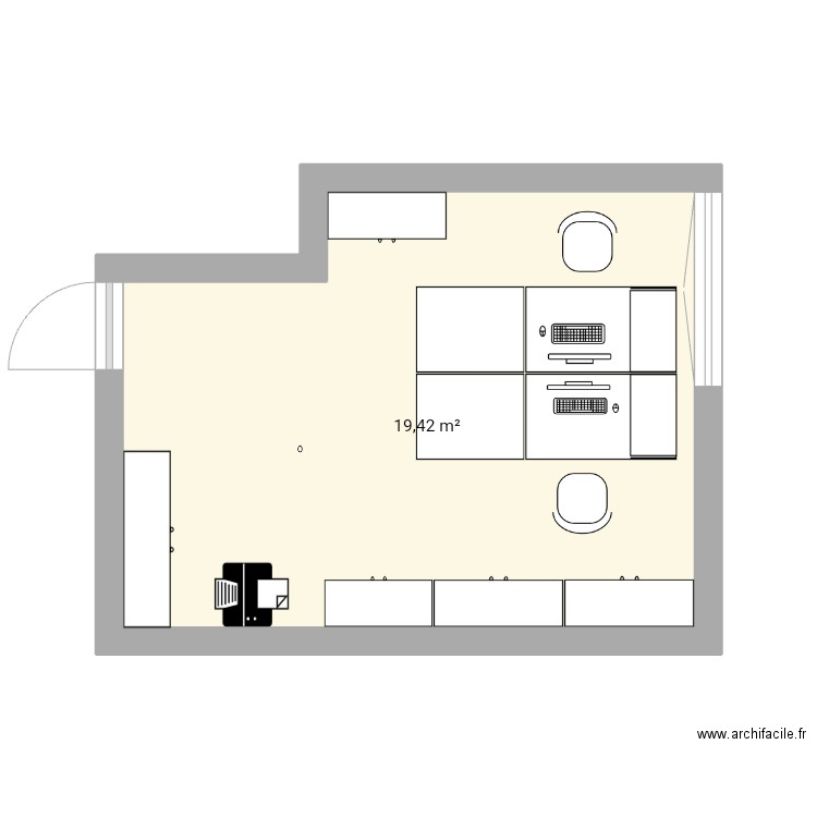 Plan 3. Plan de 1 pièce et 19 m2