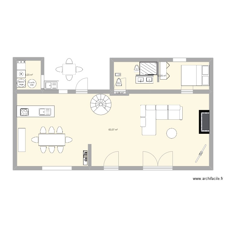 St Nicolas. Plan de 4 pièces et 78 m2