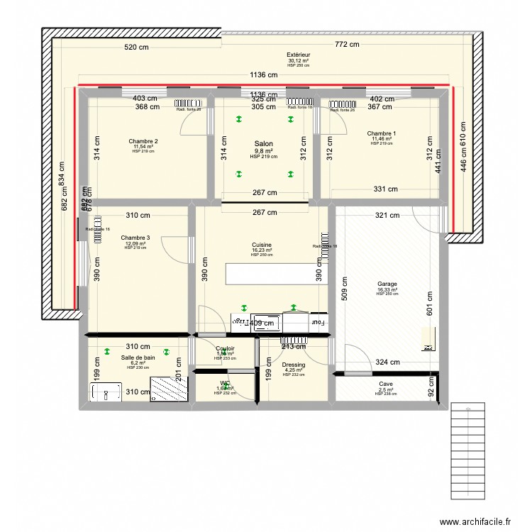 CANON BAS. Plan de 12 pièces et 124 m2