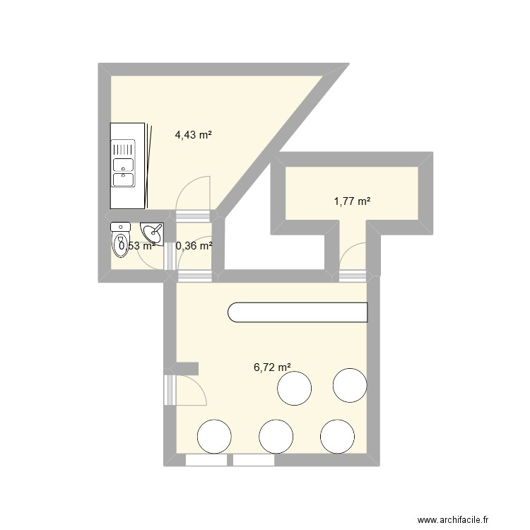 au p'tit creux. Plan de 5 pièces et 14 m2