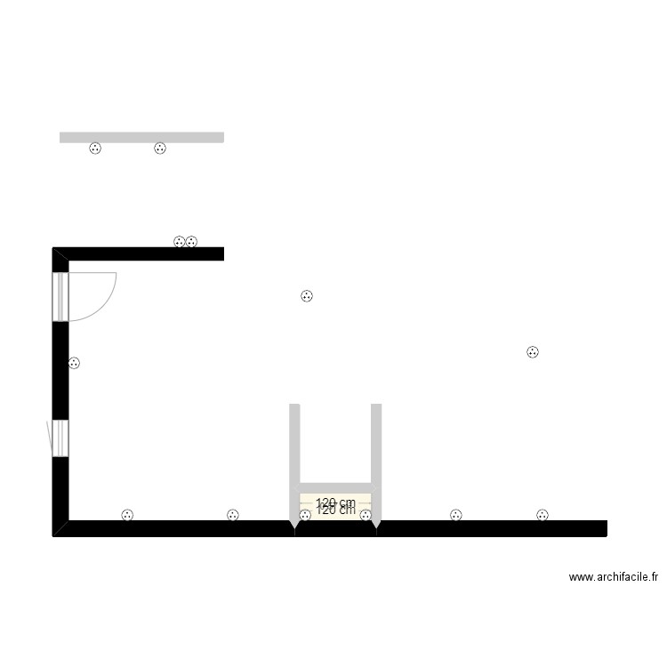 shémas avec éclairage. Plan de 1 pièce et 1 m2