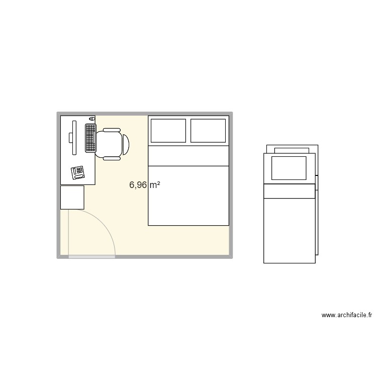 Chambre filles. Plan de 1 pièce et 7 m2