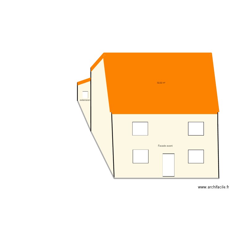 plan facade. Plan de 4 pièces et 82 m2