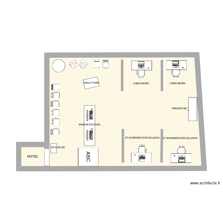 2ème étage MIU. Plan de 2 pièces et 47 m2