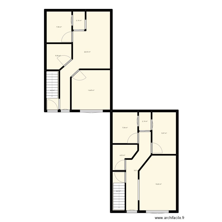 DSFD. Plan de 13 pièces et 114 m2