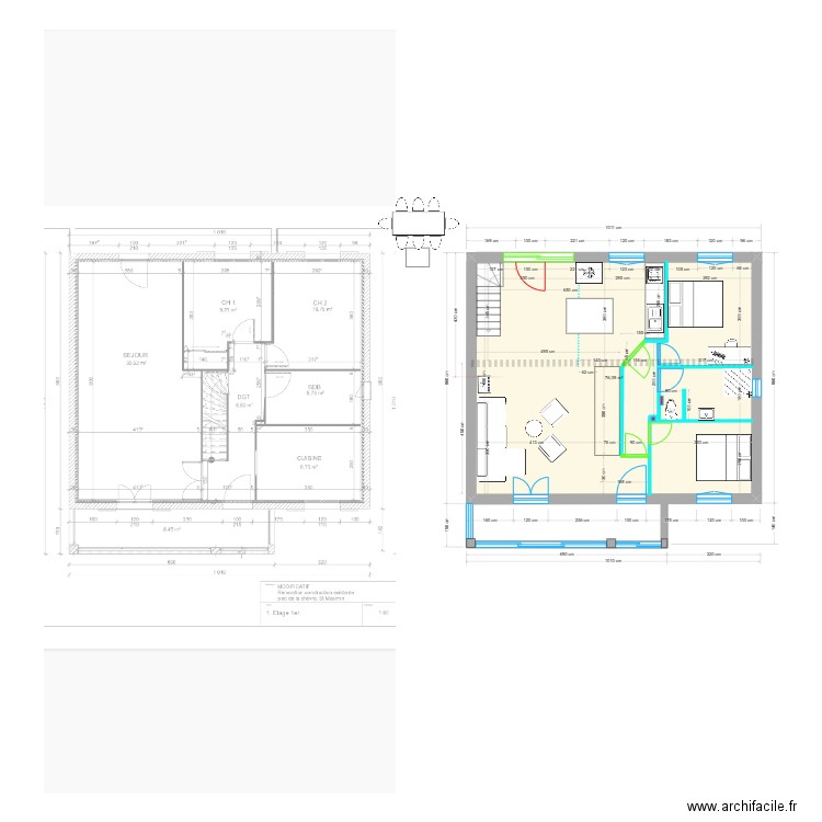 Pied de la Chèvre Projet V. Plan de 1 pièce et 76 m2