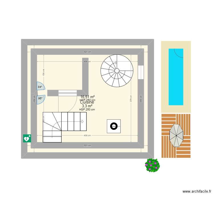 ESSAI. Plan de 2 pièces et 41 m2