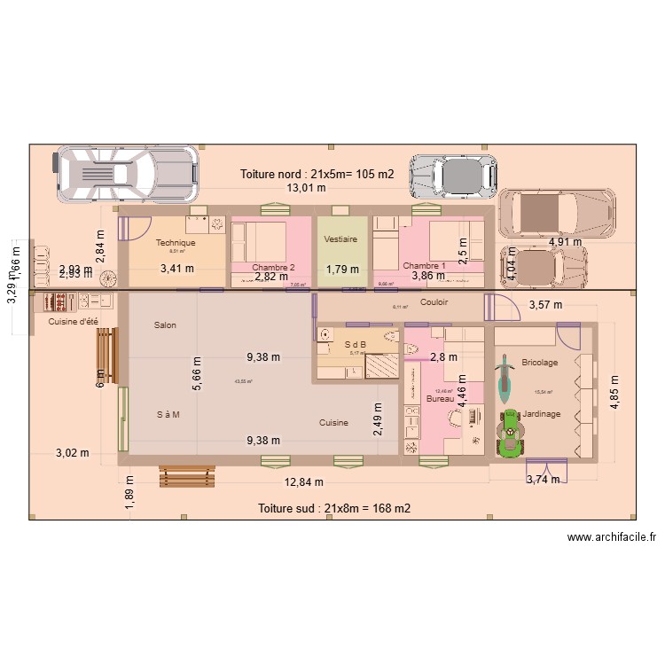 Maison 100m2 07. Plan de 9 pièces et 113 m2