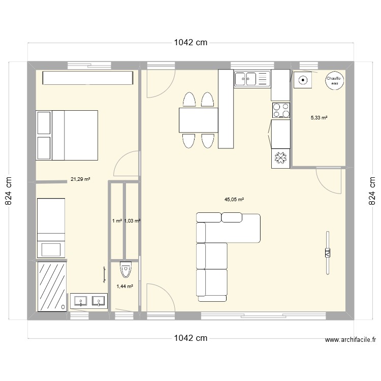 anne v1. Plan de 3 pièces et 73 m2