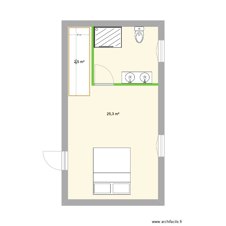 plan 1er Roland. Plan de 2 pièces et 30 m2