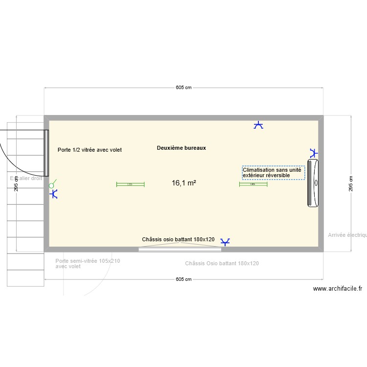 CDL. Plan de 2 pièces et 32 m2