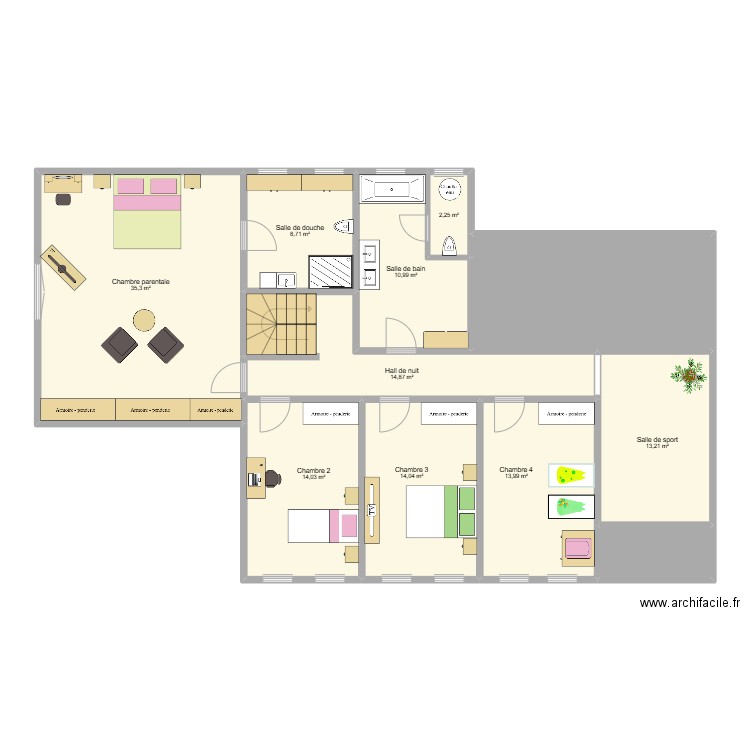 Embourg 1er avec meubles. Plan de 11 pièces et 150 m2