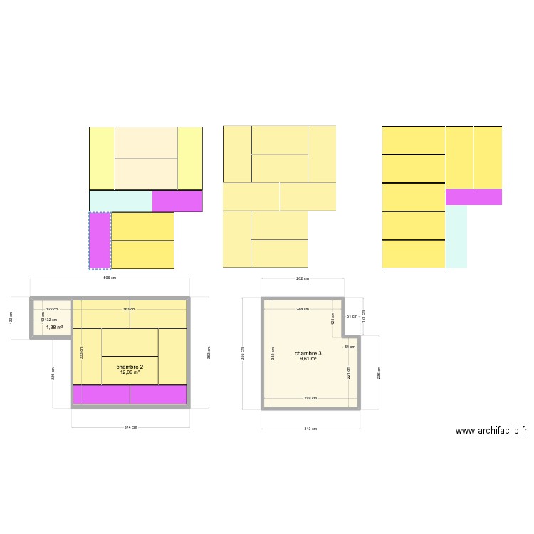 sols oppidum. Plan de 3 pièces et 23 m2