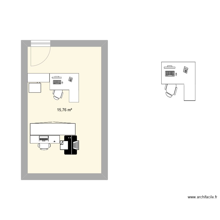 accueil CDC. Plan de 1 pièce et 16 m2