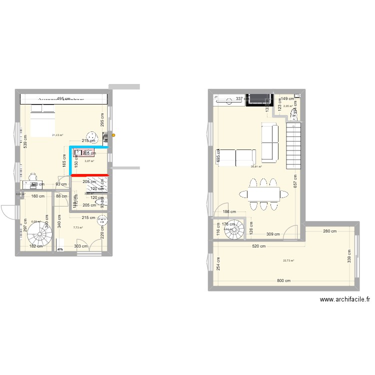 RDC. Plan de 10 pièces et 105 m2