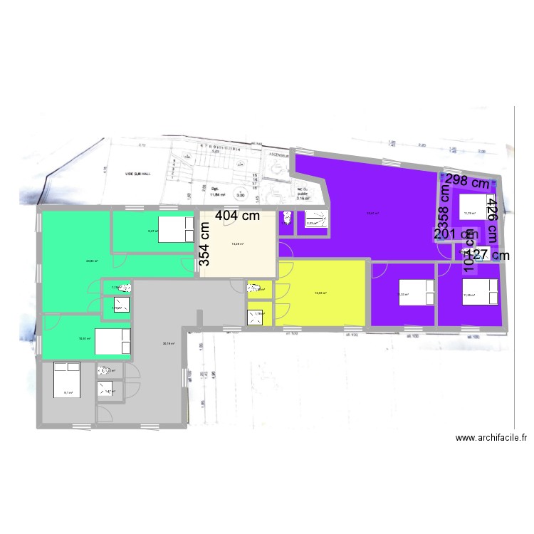 OPHTALMO. Plan de 20 pièces et 195 m2