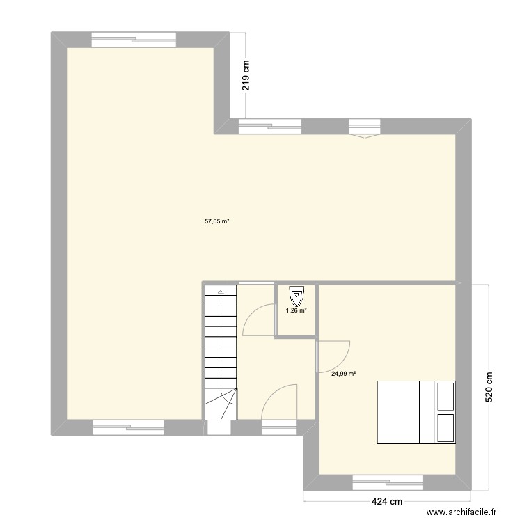 Plan Maison La Contemporaine. Plan de 3 pièces et 83 m2