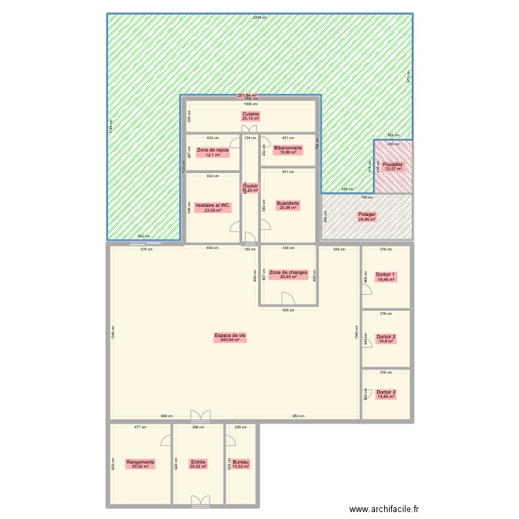 Crèche. Plan de 17 pièces et 777 m2