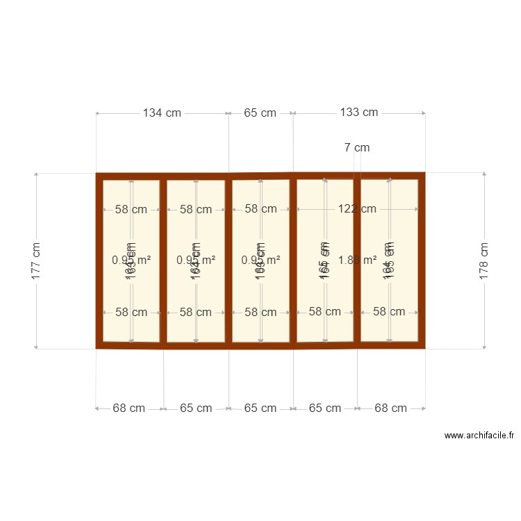 Plancher réduit SA. Plan de 4 pièces et 5 m2