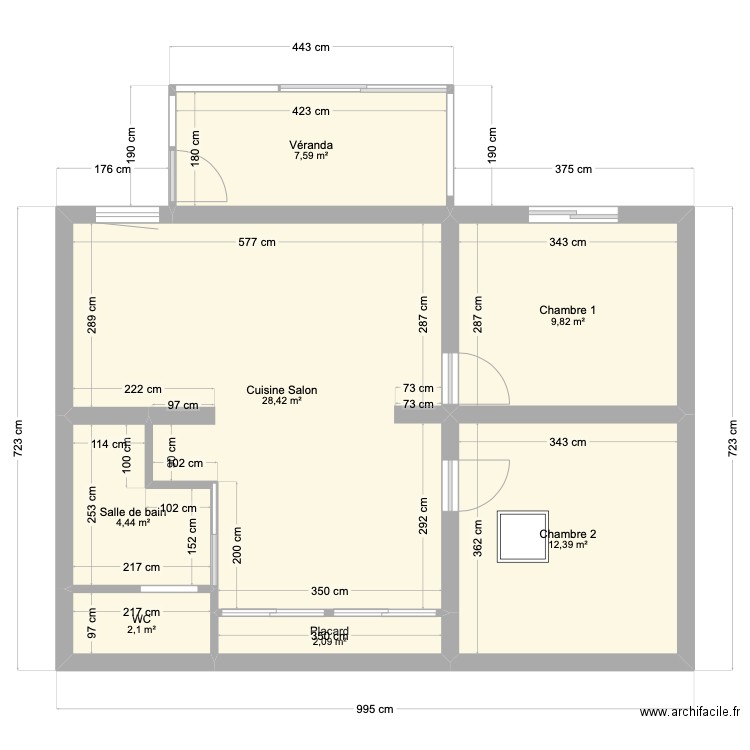 Argi Bidart. Plan de 7 pièces et 67 m2