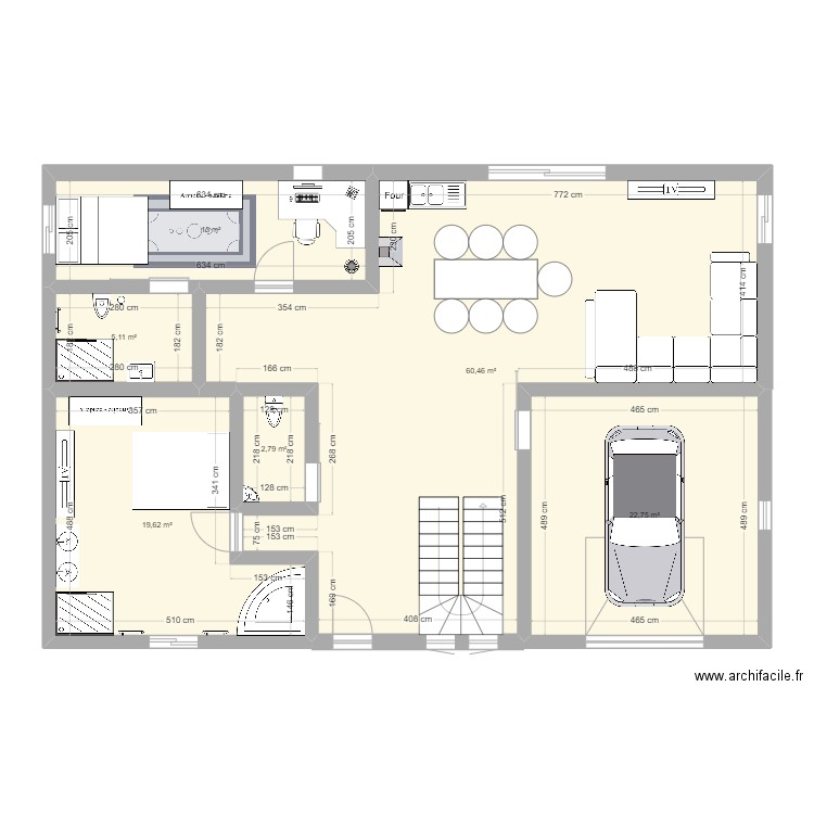 plan villared. Plan de 6 pièces et 124 m2