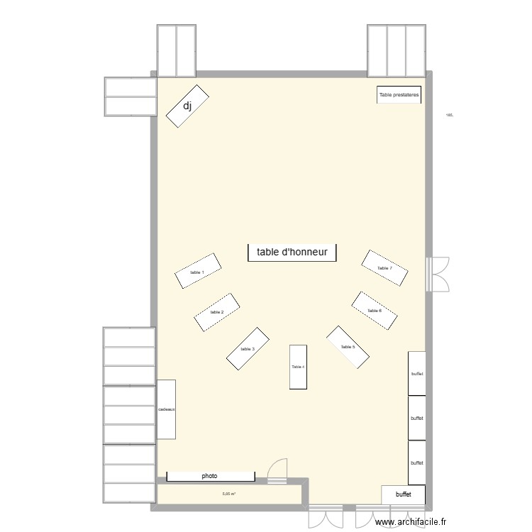 salle mariage . Plan de 2 pièces et 191 m2