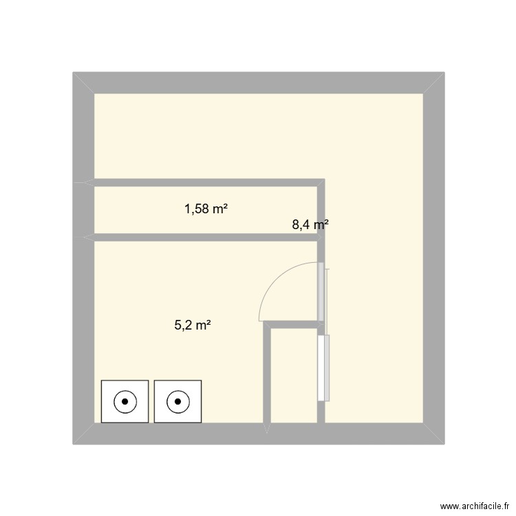 Buandrie. Plan de 3 pièces et 15 m2