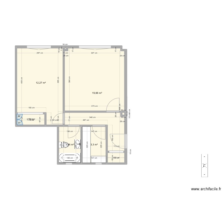 Ardemans 29 acotado. Plan de 5 pièces et 39 m2