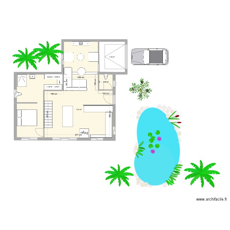 Rdc Candillargues. Plan de 3 pièces et 46 m2