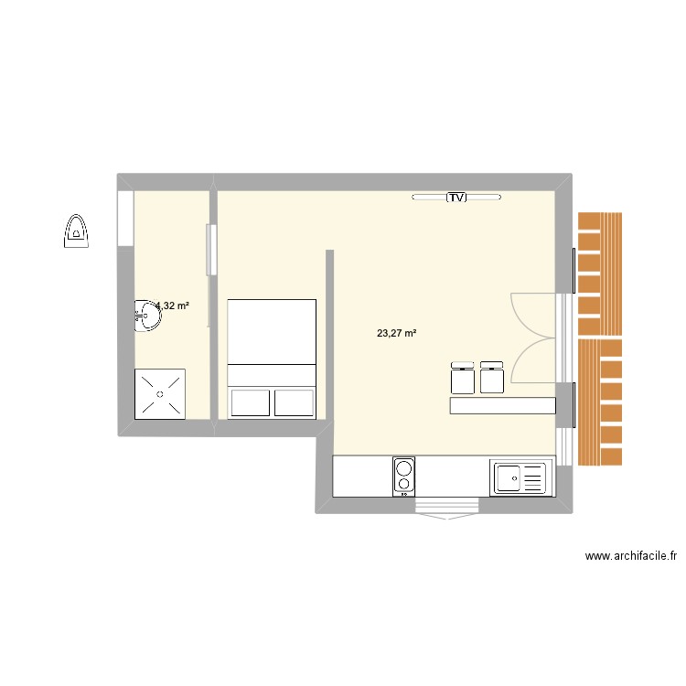 Plan Vauclin DUVAL. Plan de 2 pièces et 28 m2