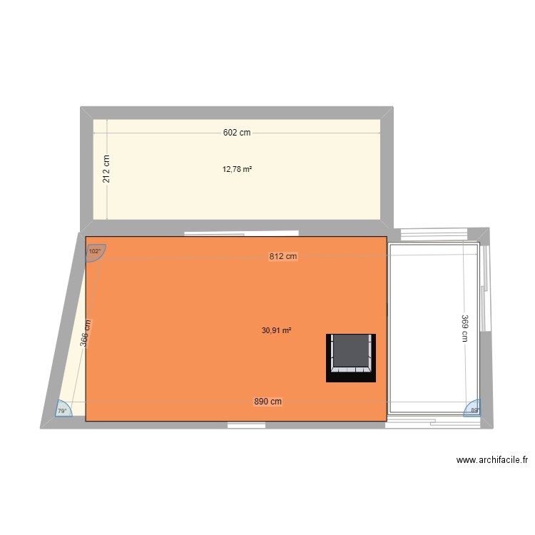 1 AMENAGEMENT. Plan de 2 pièces et 44 m2