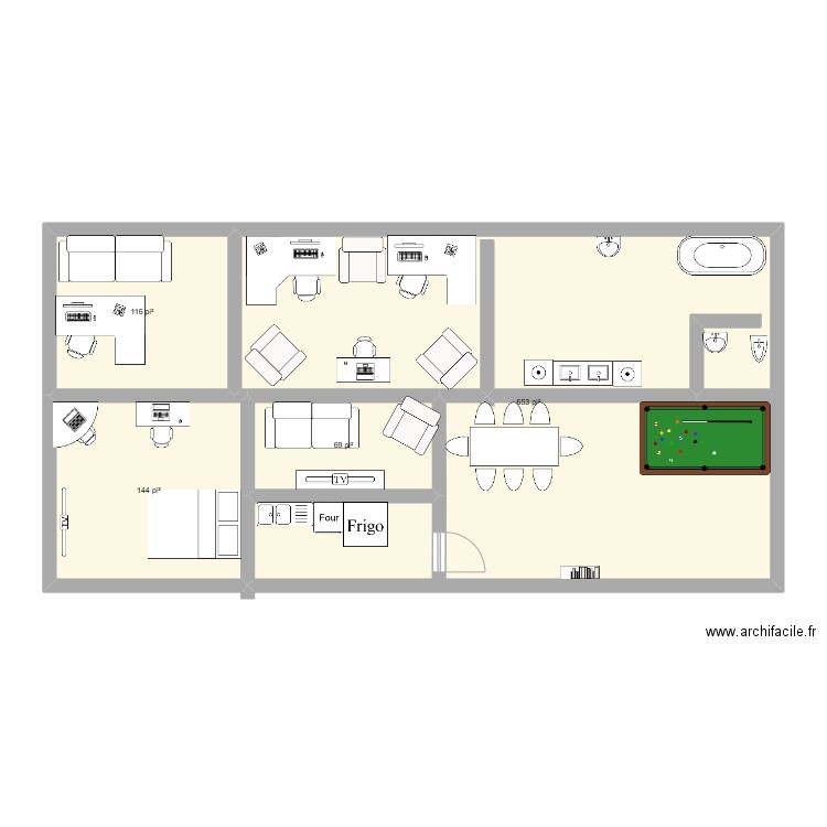 malik. Plan de 4 pièces et 91 m2