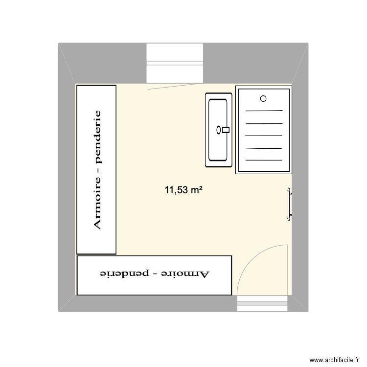 salle de bain R+3. Plan de 1 pièce et 12 m2