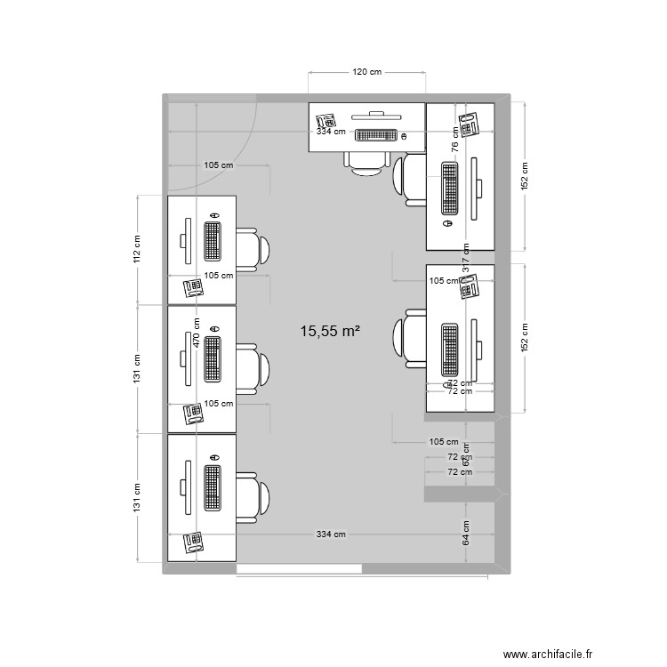 PSecu. Plan de 1 pièce et 16 m2