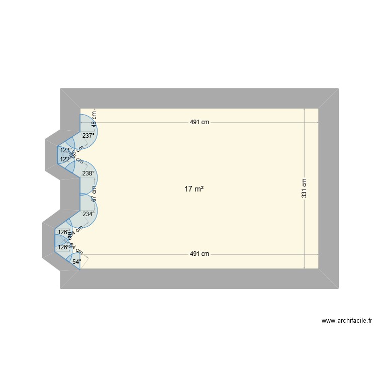 rez de chaussée travaux. Plan de 1 pièce et 17 m2